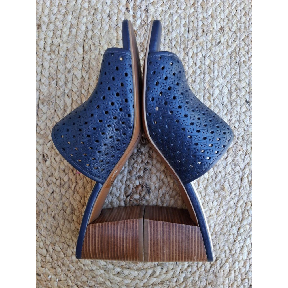 COLE HAAN Daina Open Toe Leather Mules Clogs Sandals Marine Blue 9.5 Boho - Picture 9 of 16